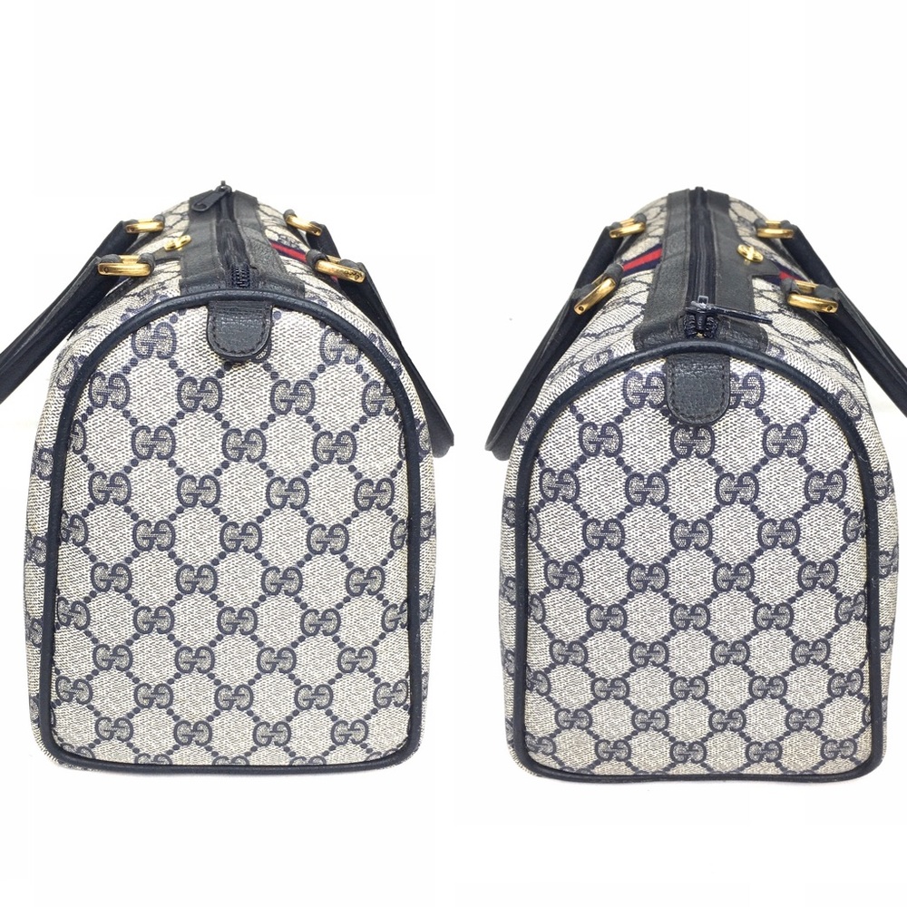 Authentic Gucci navy & grey Boston satchel bag - Picture 7 of 16